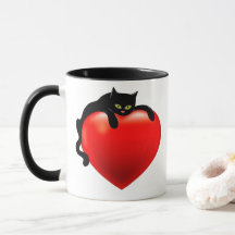 Black Cat Red Heart Valentine Gypsy Tarot Card