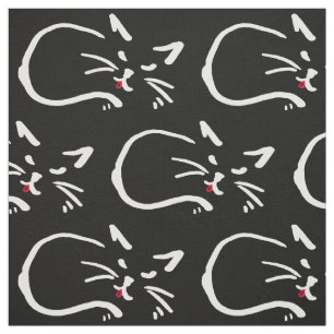 Black cat, red tongue fabric