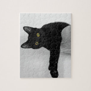 Black Cat relaxing on couch Jigsaw Puzzle