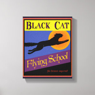 Black Cat Retro Halloween Wrapped Canvas