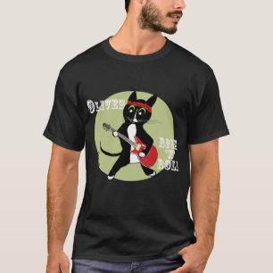 Black cat Rock n Roll men's black tshirt