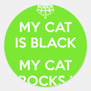 Black cat rocks classic round sticker