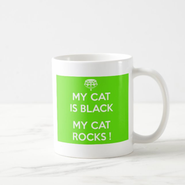 Black cat rocks coffee mug (Right)