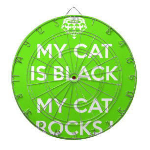 Black cat rocks dartboard