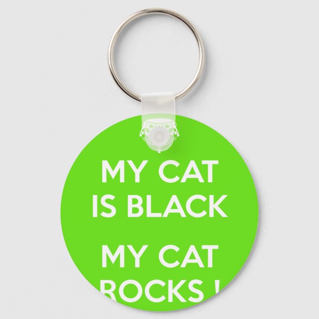 Black cat rocks keychain (Front)