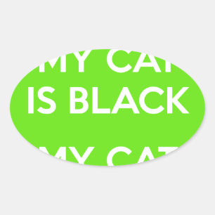 Black cat rocks oval sticker