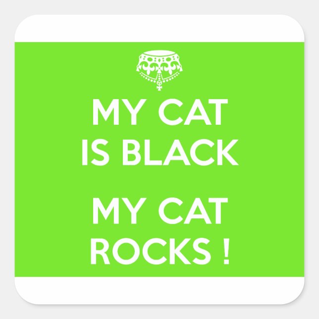 Black cat rocks square sticker (Front)