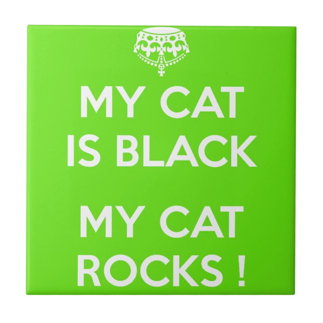 Black cat rocks tile (Front)