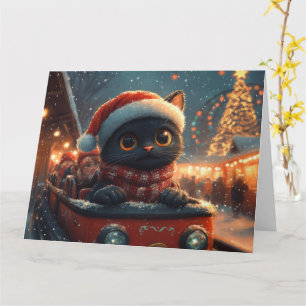 Black Cat Roller Coaster Christmas Card