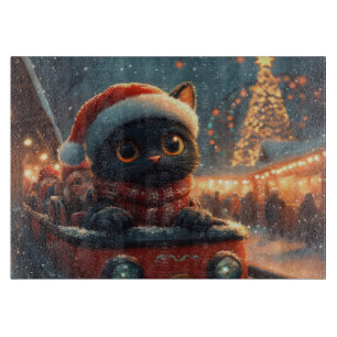 Black Cat Roller Coaster Christmas Cutting Board