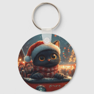 Black Cat Roller Coaster Christmas Keychain
