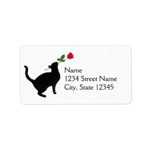 Black Cat Rose Address Labels