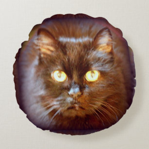 black cat round pillow