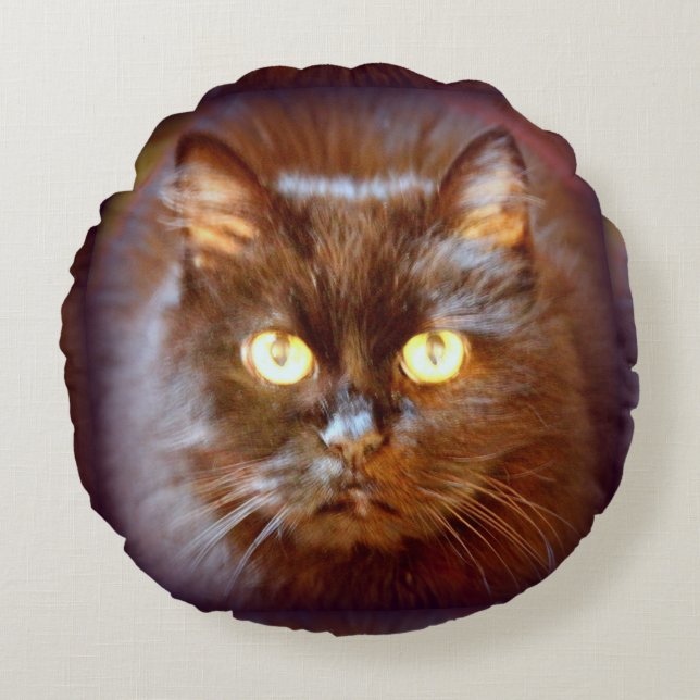 black cat round pillow (Front)
