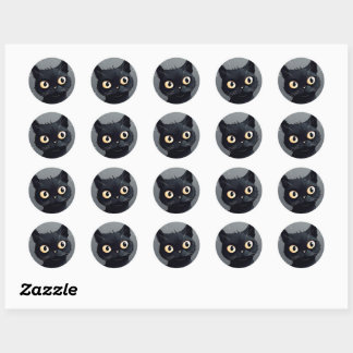 Black Cat Round Sticker Customize It