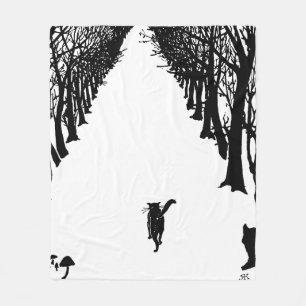 Black cat, Rudyard Kipling Fleece Blanket