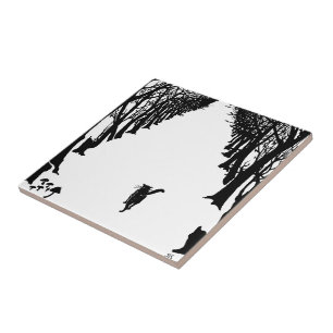 Black cat, Rudyard Kipling Tile