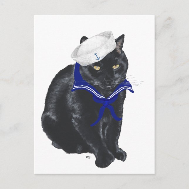 Black Cat Sailor Postcard (Front)