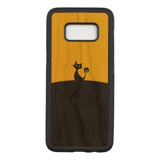 Black Cat Samsung Galaxy S8 Slim Cherry Wood Case