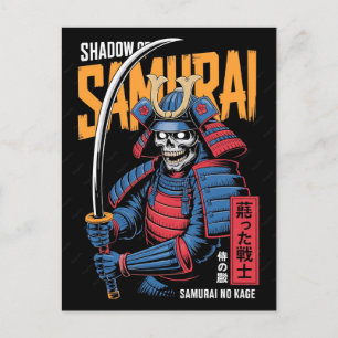Black Cat Samurai Japanese Warrior Vintage Holiday Postcard