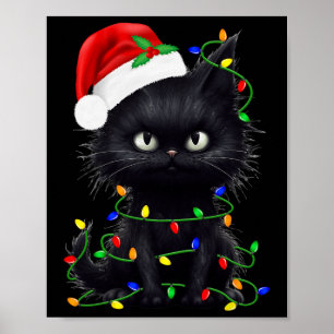 Black Cat Santa Christmas Family Matching Pyjamas  Poster