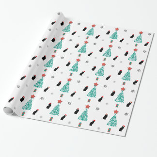 Black Cat Santa Christmas Wrapping Paper