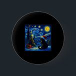 Black Cat Santa Hat Van Gogh Starry Night Christma 2 Inch Round Button<br><div class="desc">Black Cat Santa Hat Van Gogh Starry Night Christmas Tree</div>