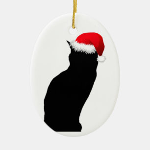 Black Cat Santa Ornament