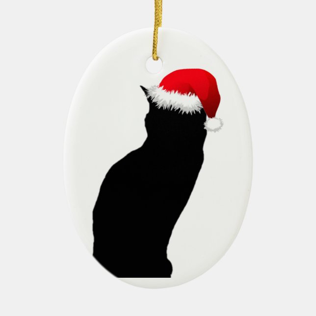 Black Cat Santa Ornament (Front)