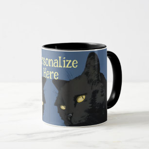 Black cat sarcastic spooky vintage illustration mug