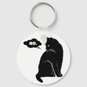 Black Cat Says No - Funny Cat Lover Gift Keychain