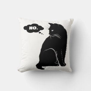 Black Cat Says No Throw Pillow