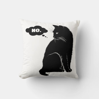 Black Cat Says No Throw Pillow