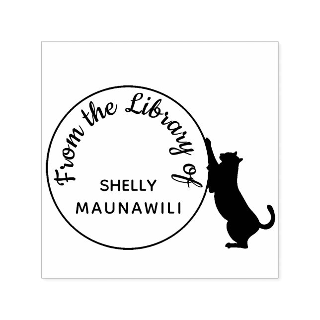 Black Cat Scratching Bookplate From the Library of Self-inking Stamp (Design)
