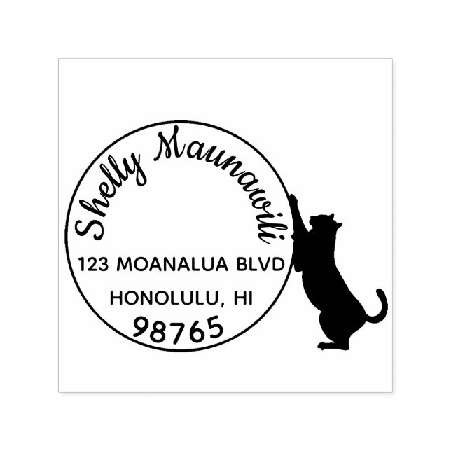 Black Cat Self Inking Return Address Stamp Custom (Design)