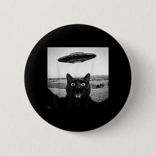 Black Cat Selfie Ufo Alien Funny Gifts For Men 2 Inch Round Button
