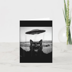 Black Cat Selfie Ufo Alien Funny Gifts For Men Card