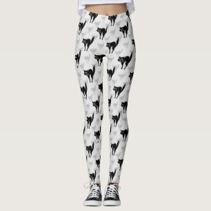Black Cat Shadow Silhouette Pattern Design Leggings