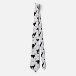 Black Cat Shadow Silhouette Pattern Design Tie