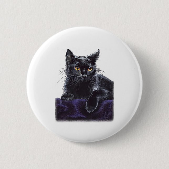 black cat SHIRT 2 Inch Round Button (Front)