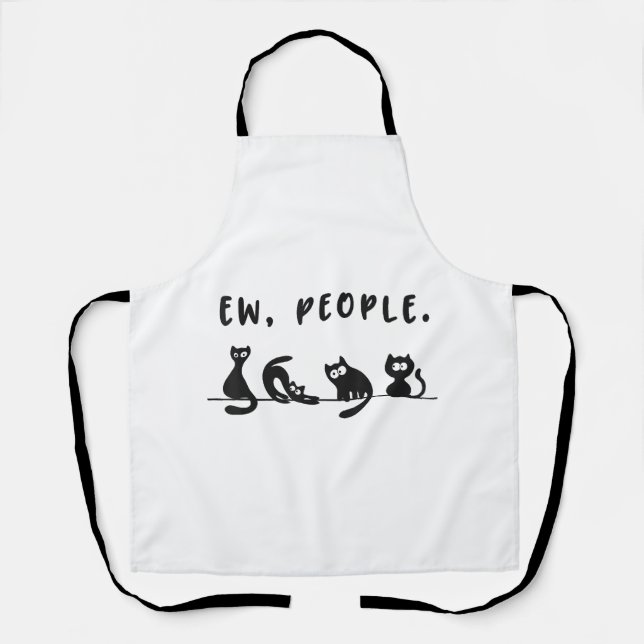 Black cat shirt funny womens ew people meowy cat l apron (Front)