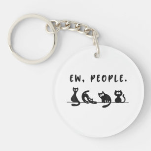 Black cat shirt funny womens ew people meowy cat l keychain