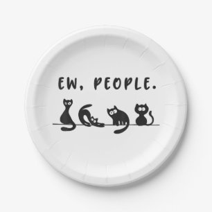 Black cat shirt funny womens ew people meowy cat l paper plate