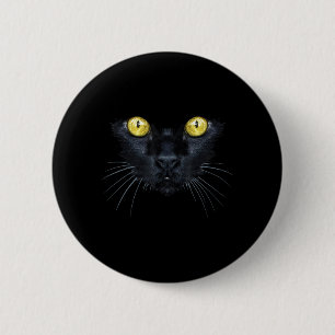 Black Cat Shirt Halloween Spooky Yellow Eyes Cat 2 Inch Round Button