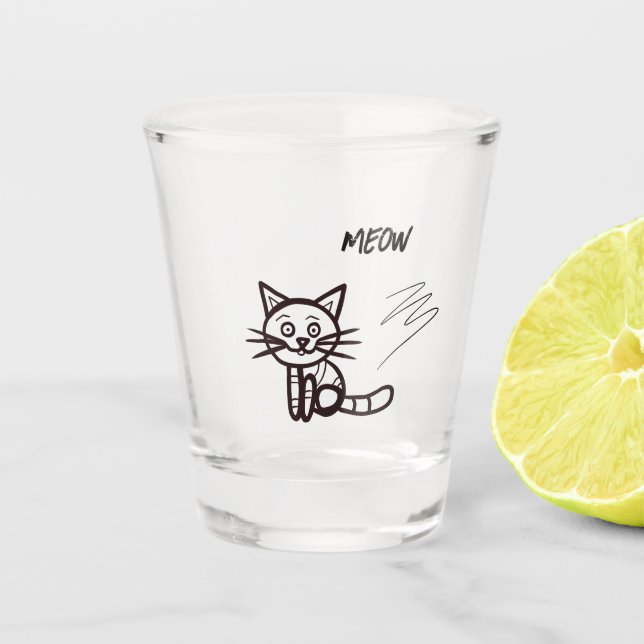 Black cat shot glass (Front)