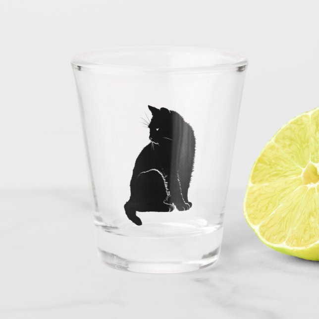 Black Cat Shot Glass (Front)