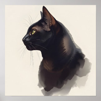 Black Cat Side Look Poster
