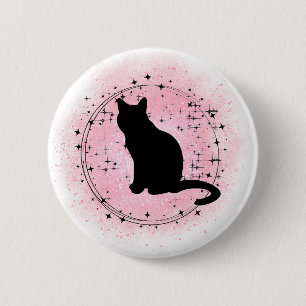 Black Cat Silhouette 2 Inch Round Button