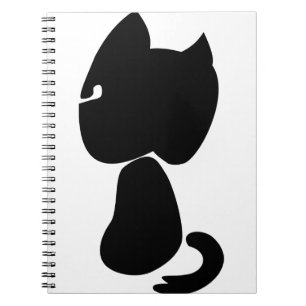Black Cat Silhouette Animal Mammal Sitting Notebook