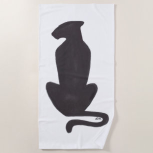 Black Cat Silhouette beach towel